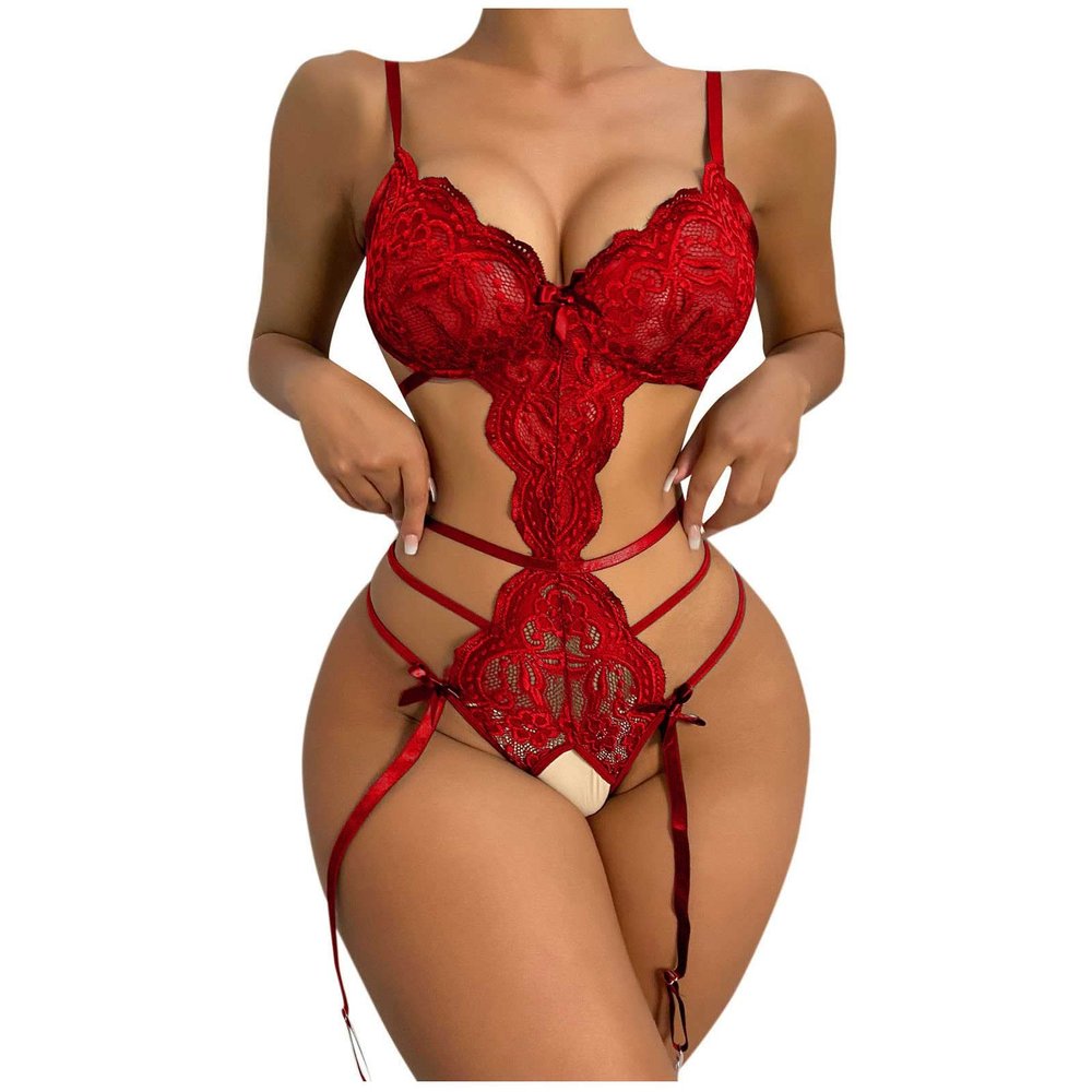 AMhomely Women Lingerie Sexy Bodysuit Lace Lingerie Teddy One Piece Bodysuit Deep V Nightwear Erotic Underwear Slutty Costumes