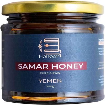 Honoor Yemeni Samar Honey | Natural Unfiltered Unheated Pure 200 Grams | Unpasteurised Raw Luxury Honey in a Glass Jar (1)