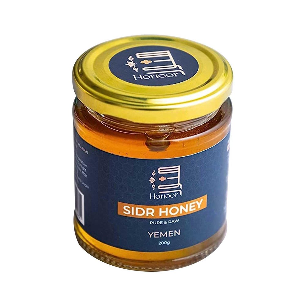 Honoor Yemeni Sidr Honey | Natural Unfiltered Unheated Pure Honey 200 Grams | Unpasteurised Raw Honey Luxury Honey in a Glass Jar | (Pack of 1)