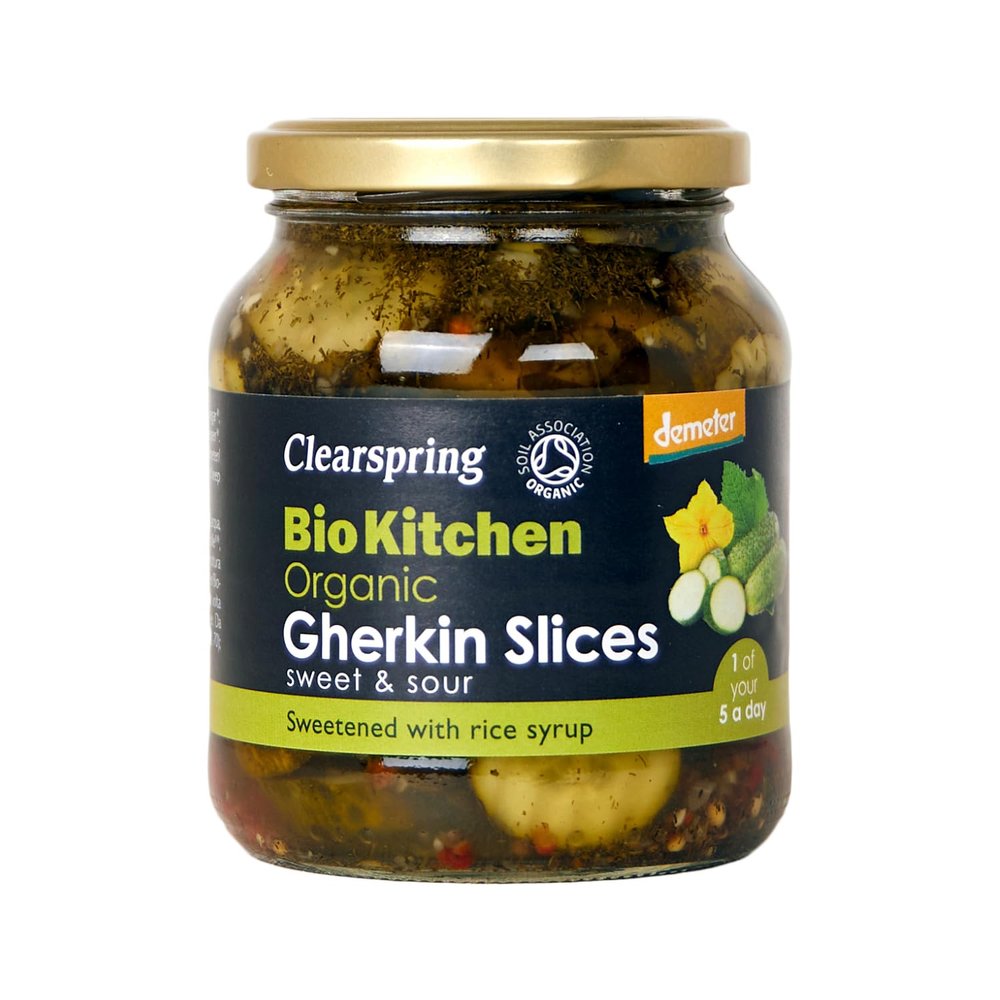Clearspring Bio Kitchen Organic/Demeter Gherkin Slices (Sweet & Sour) 350g