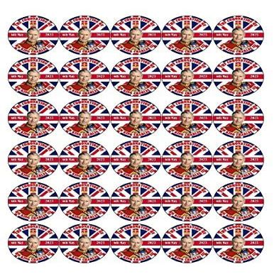 King Charles Coronation 30 x 4cm PREMIUM EDIBLE RICE PAPER ROUND CAKE TOPPERS D1