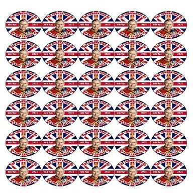 King Charles Coronation 30 x 4cm PREMIUM EDIBLE RICE PAPER ROUND CAKE TOPPERS D1