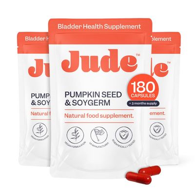 Jude Bladder Health Supplement for Women | Pumpkin Seed Extract & Soy Germ | Science-Backed Urinary Wellness | As Seen on Dragons Den | Vegan & Gluten Free | 180 Capsules