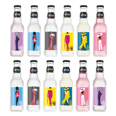 The Artisan Drinks Company Tonic Water Mixed Case - 200mlx12 Bottles - Tonic for Gin - Natural Ingredients - Flavoured Soft Drinks - Mixer Range for Your Favourite Gin, Vodka & Rum