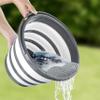 Foldable bucket, space-saving folding bucket with pouring strainer, clever folding bucket for home and on the go, practical container with sturdy carrying handle, 5 cm folded view 3