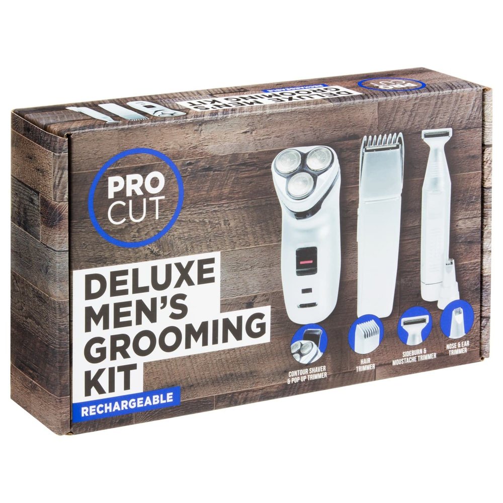 BargainsMania Pro Cut 3 in 1 Deluxe Men's Grooming Kit - Cordless Head Shaver Mens Nose Hair Removal Beard Stubble Trimmer - Complete Personal Gifts for Male Grooming Set