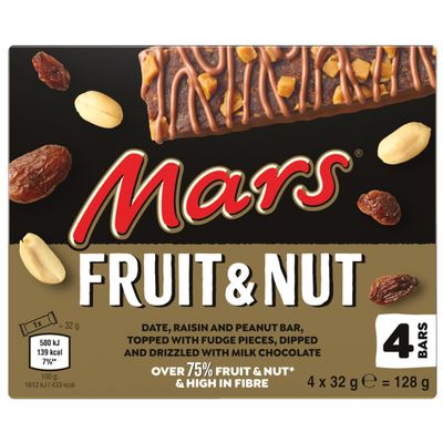 Mars Fruit & Nut Milk Chocolate Snack Bars Multipack 4 x 32g