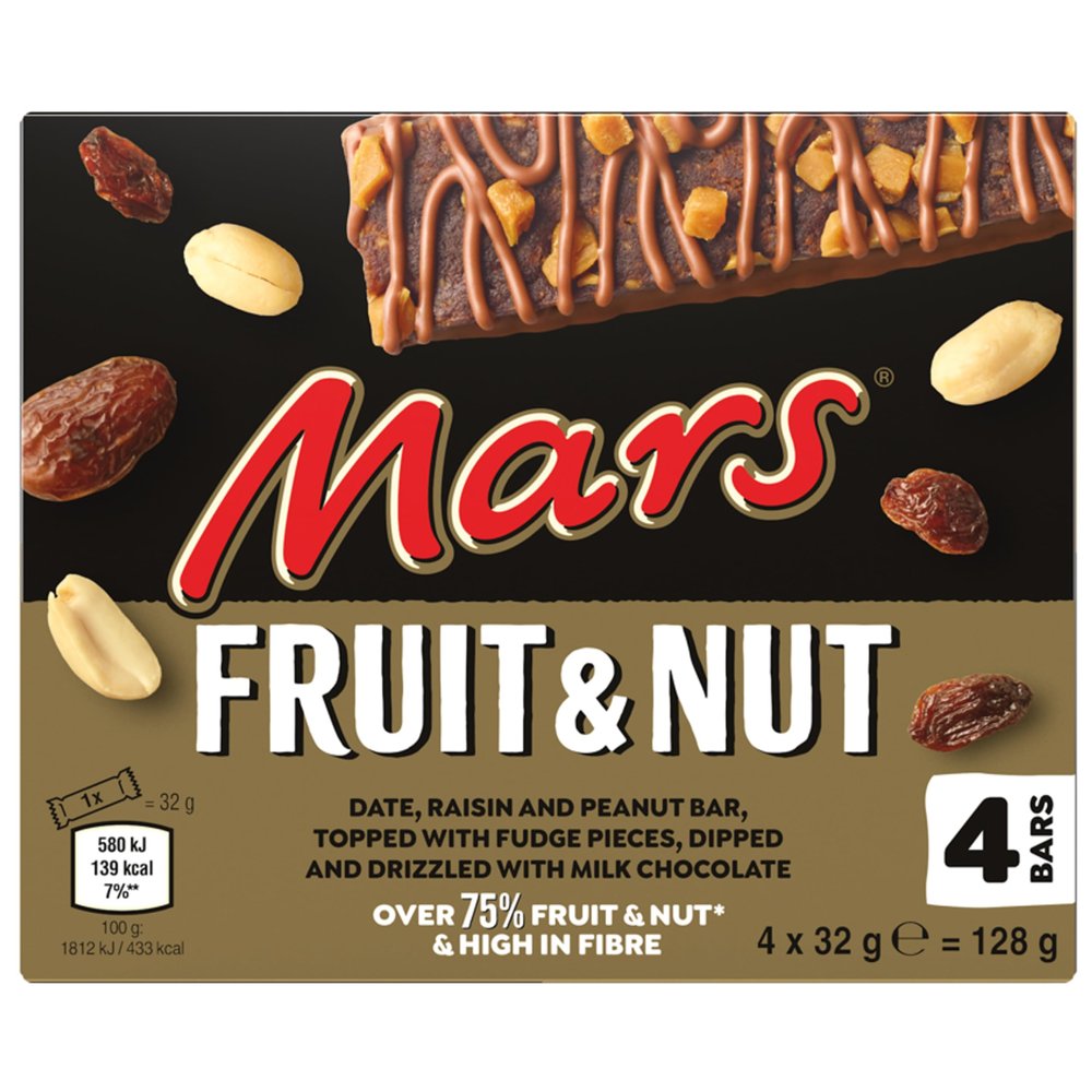 Mars Fruit & Nut Milk Chocolate Snack Bars Multipack 4 x 32g