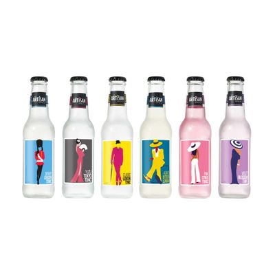 The Artisan Drinks Company Tonic Water Taster Pack - 200mlx6 Bottles - Gin and Tonic Mixers - Classic London, Skinny London, Yuzu Tokyo, Pink Citrus, Violet Blossom & Agave Lemon Flavours