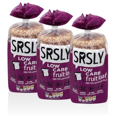 SRSLY Low Carb Keto Fruit Bread - 2.4g Carbs, 69 Kcals, 4g Protein - Freshly Baked with Orange & Cinnamon - Sugarwise Certified High Protein Lower Calorie Bread