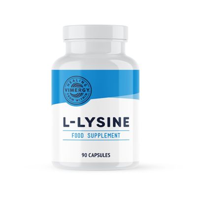 Vimergy L-Lysine 500MG Capsules, 90 Servings  Essential Amino Acid  Vegan Capsule Made with no Gelling Agents Non-GMO, Gluten-Free, No Gelatin, Kosher (90 Count)