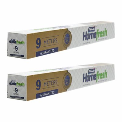 2 Rolls x Aluminium Foil Roll 29.5CM x 9M Kitchen Foil Tin Foil Roll 10.5 Micron Thick & Durable Foil Wrap Sheet for Food Service Catering Restaurants Delis Cooking Baking Grilling Roasting BBQ Home