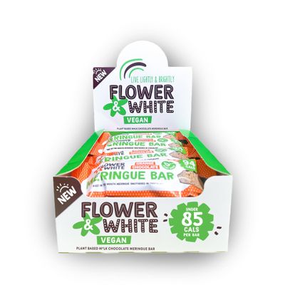Flower & White Orange Chocolate Vegan Meringue Bars 15 Pack (15 x 20g) | Plant-Based Chocolate Bar, Low-Calorie Snack, Gluten-Free | Under 100 Calories Per Bar, Natural Flavours | Packaging May Vary