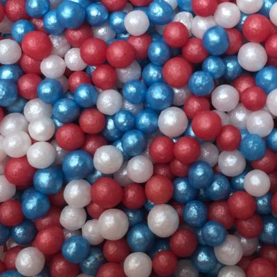 A Pinch Of - Glimmer Pearls - Red, White & Blue - Mini Pouch - 30g. Part of our Great British Range, a beautiful mix of sugar pearls, Just enough for a single bake (Glimmer RWB)