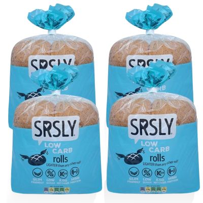 SRSLY Low Carb 50/50 Bread Rolls - 2g Carbs & 130 Kcals Per Roll - Freshly Baked Soft & Fluffy  Sugarwise Certified Reduced Sugar - High Protein - 4 Packs of 4 Large Rolls