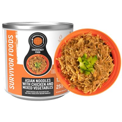 EXPEDITION FOODS expeditionfoods.com Asian Noodles with Chicken and Mixed Vegetables (Case of 6 tins)