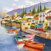 Anniversary House Tiflair Lake Como Italy Vacation Scene with Boats Paper Lunch Napkins|Pack of 20|33 x 33cm|3ply|for Table Decoration & Decoupage view 1