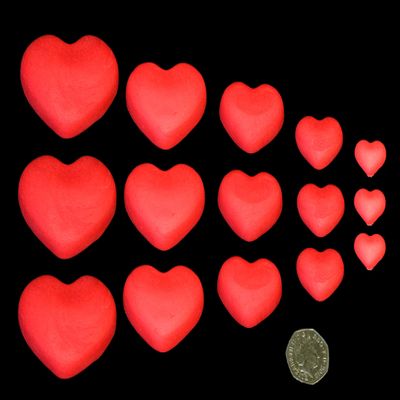 15 x Edible 3D Mixed Sized Icing Red Hearts, 20 colours, toppers, decorations cake, (Red)