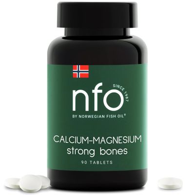 NFO Calcium-Magnesium [90 Tablets] Norwegian Natural Complex with a high Dosage of Calcium and Magnesium Minerals and Vitamins K and D to Strengthen Bones and Teeth