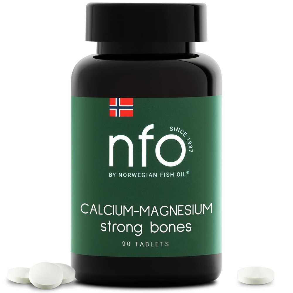 NFO Calcium-Magnesium [90 Tablets] Norwegian Natural Complex with a high Dosage of Calcium and Magnesium Minerals and Vitamins K and D to Strengthen Bones and Teeth