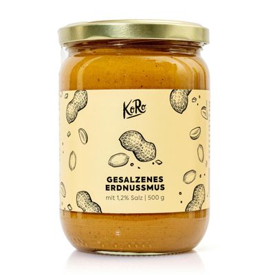 KoRo - Salted peanut butter 500 g - Vegan - Nut butter made from roasted peanuts and a pinch of salt - No palm oil and no added sugar* - Protein source