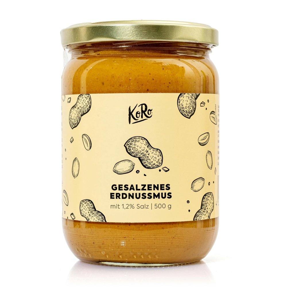 KoRo - Salted peanut butter 500 g - Vegan - Nut butter made from roasted peanuts and a pinch of salt - No palm oil and no added sugar* - Protein source