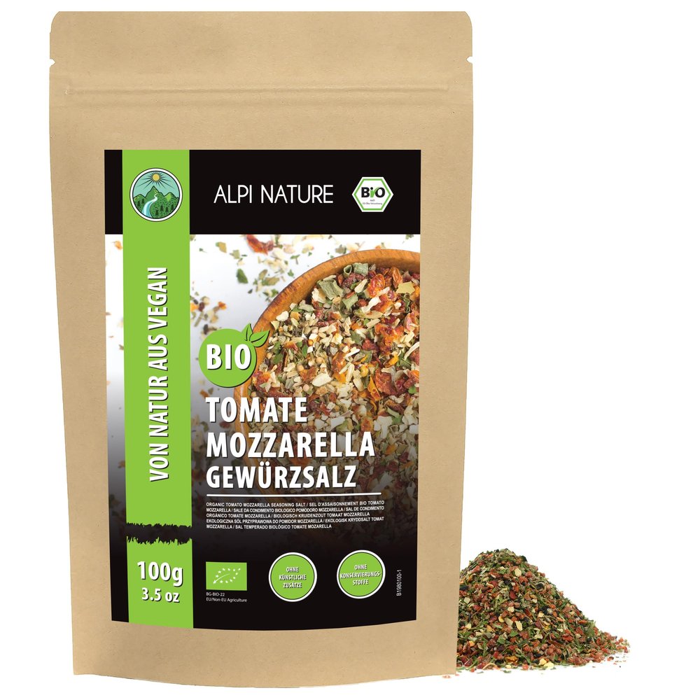 Alpi Nature Organic Tomato and Mozarella Seasoning Mix 100g 3.5 oz, Italian Seasoning for Cooking