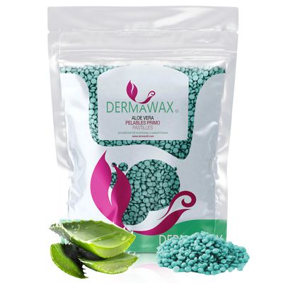 Dermawax Professional Hard Wax Beads- Full Body Stripless Depilatory Waxing Film Wax Less Pain Formula Hair Removal of Face Legs Armpit Bikini Line (400 g (Pack of 1), Aloe Vera)