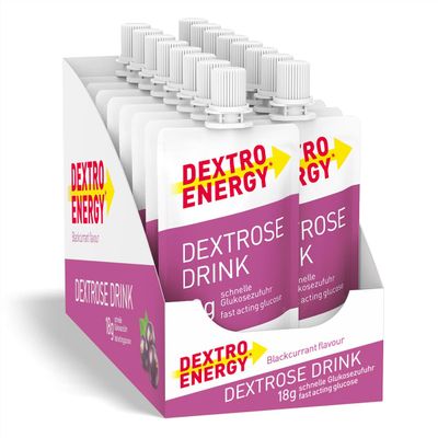 Dextro Energy Blackcurrant Flavour Dextrose Drink | 18g of Fast Acting Glucose | Liquid alternative to Dextro Glucose Tablets | Ready to Drink, Easy to Consume and Re-Sealable | 50ml Pack of 16