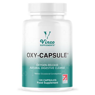 Vinco Supplements Oxy-Capsule Magnesium Compound - Vegan Oxygen Powder Natural Colon Cleanser - Gas Relief, Bloating Relief, Constipation Relief - Intestinal Cleanser for Adults - 120 Count