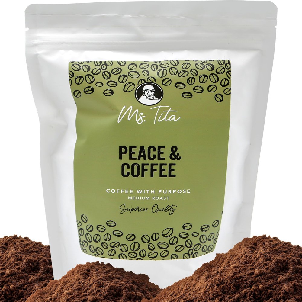 Ms. Tita Peace & Coffee Ground, 500g  Smallholder Farm Produced & Small-Batch Roasted - Mindfully Sourced Medium Roast Ground Coffee