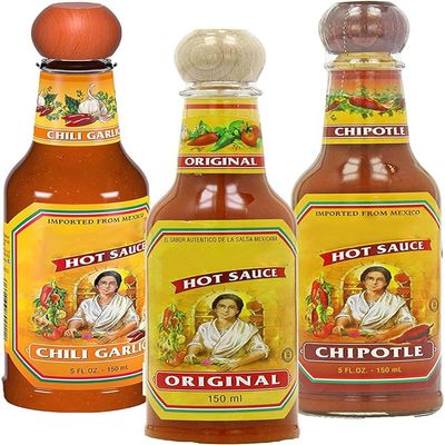 Cholulaa Hot Mexican Sauce 150ml - Original, Chipotle & Chili Garlic - Pack of 3