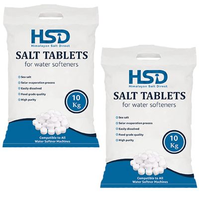 HSD Water Softener Tablets Removes Odors, Limescale & Residue, Deep Clean Units: 10kg Tablets Size: 1 Pack, Pack of 10kg salt tablets For Everyday Clean and Shine (Pack of 2)