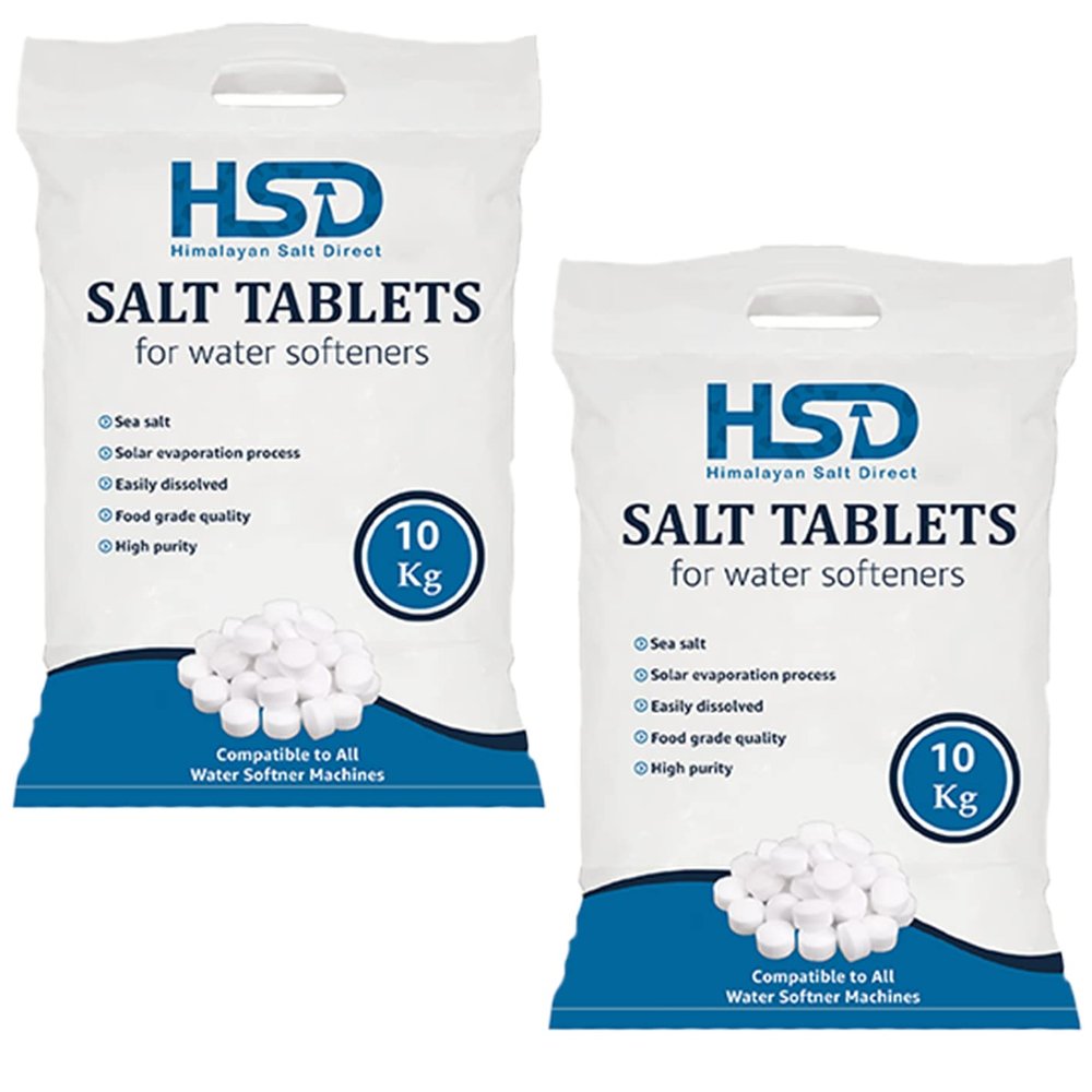 HSD Water Softener Tablets Removes Odors, Limescale & Residue, Deep Clean Units: 10kg Tablets Size: 1 Pack, Pack of 10kg salt tablets For Everyday Clean and Shine (Pack of 2)