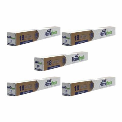 18M Aluminium Foil Paper 10.5 Micron 29.5cm x 18m Tin Foil Recyclable Aluminium Sandwich Sheet Wrapping Paper Foil Wrap Food Service Catering for Grilling Baking Roasting Home Restaurant (5 Roll)