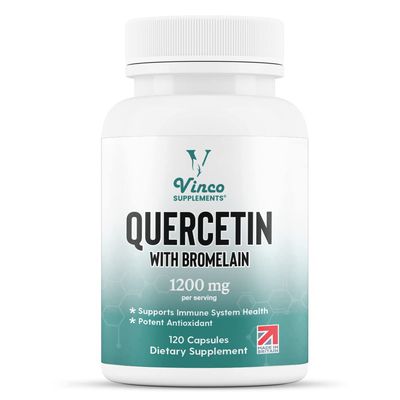 Vinco Quercetin Bromelain High Strength Supplement - Quercetin 1000mg & 200mg Bromelain Per Serving  Bromelain and Quercetin Supplement - Supports Immune System, Non-GMO & Gluten Free - 120 Capsules