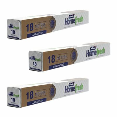18 Meter Kitchen Foil Sheets [295mm x 18M] 10.5 Micron Heavy Duty Thick & Durable Non-Stick Aluminium Foil Roll Food Service Catering Foil Wrap Sheets for Restaurants Delis Take Out & Home (3 Rolls)