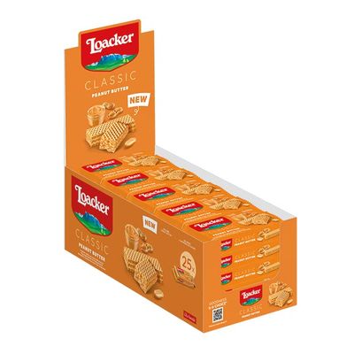 Dorri - Loacker Wafers, Tortina Hazelnut, Gardena Hazelnut, Classic Italian Biscuits, All Natural Ingredients, Light Snack (Peanut Butter Wafers, Bulk (25 x 45g))