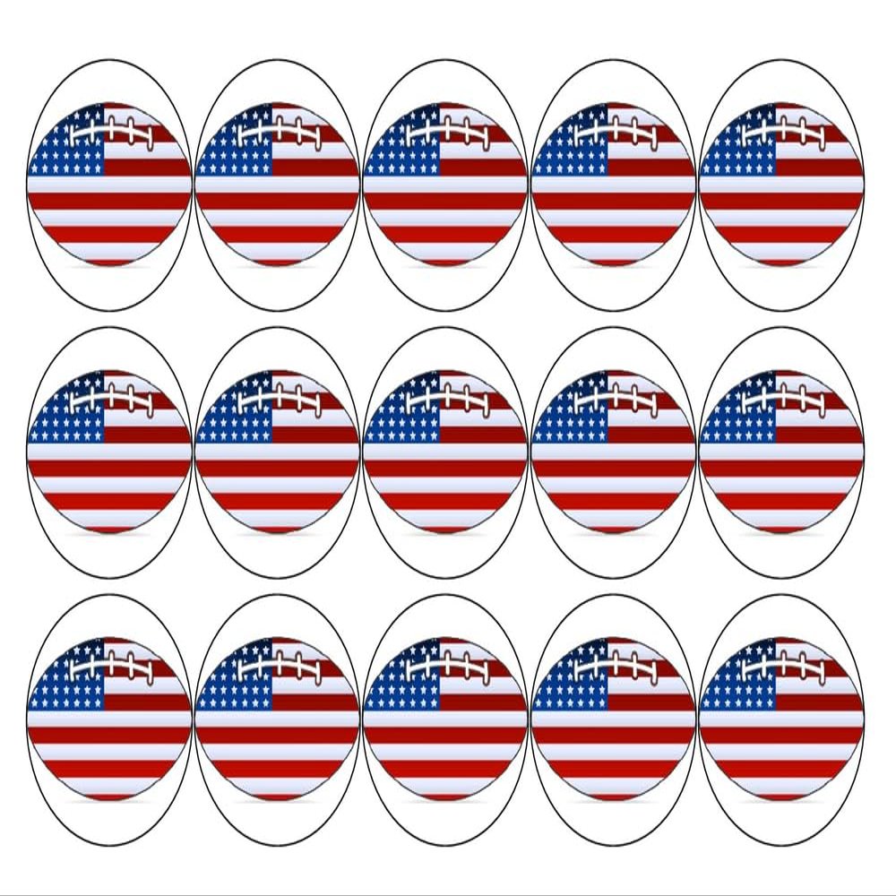 15x American Football Premium Rice Wafer Paper Cup Cake Toppers round fairy D2