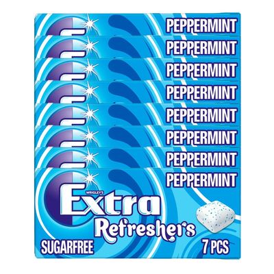 8 x 7pcs Extra Refreshers Peppermint Sugarfree Chewing Gum Handy Box