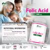 Folic Acid 400 mcg - 450 Vegan Tablets - 15 Month Supply - High Strength Pregnancy Vitamins for Women - Vitamin B9 Supports Maternal Tissue Growth During Pregnancy - Prenatal Vitamins view 2