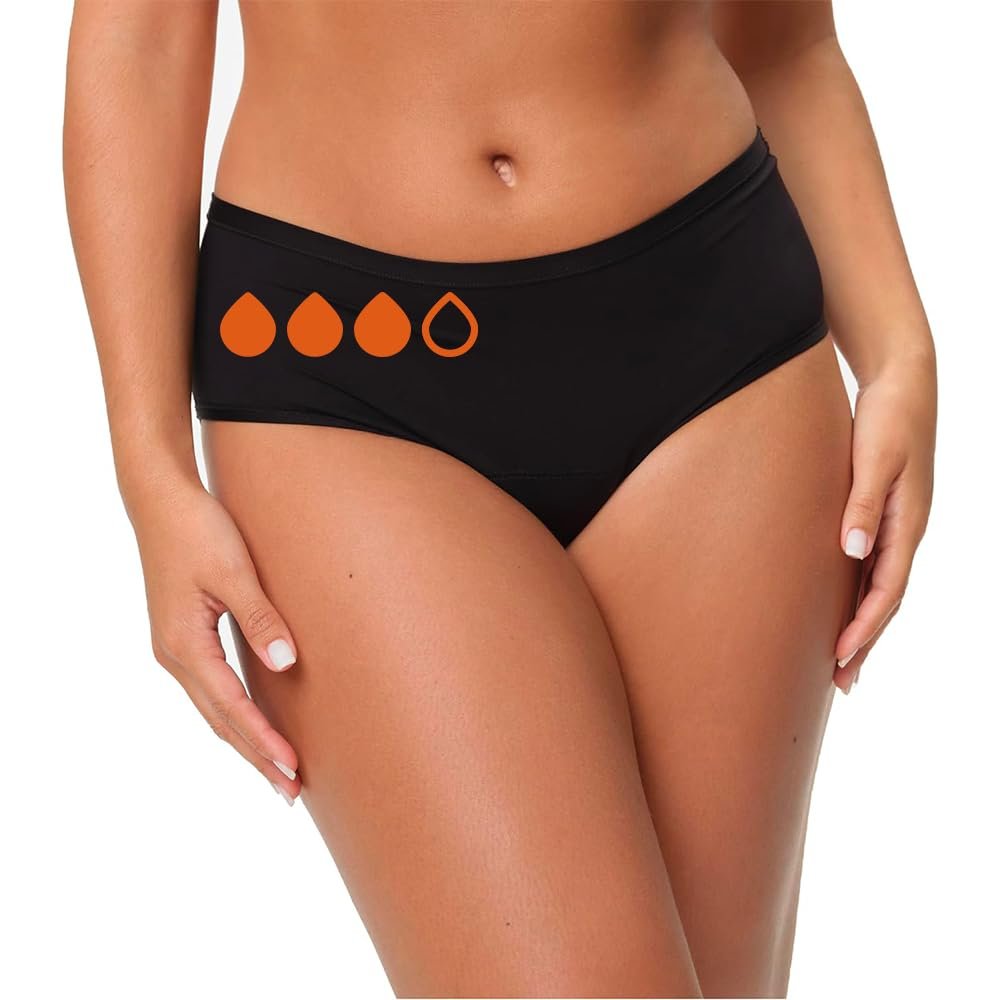 snuggs Period Underwear Classic Period Underwear - Period Briefs for Heavy Bleeding | Thin and Absorbent Menstrual Underwear | Incontinence | Made in EU | Recycled Nylon, black, XL