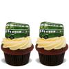 15x GREEN LONDON BUS Premium Edible Stand Up Rice Wafer Cup Cake Toppers D3 LINE view 1