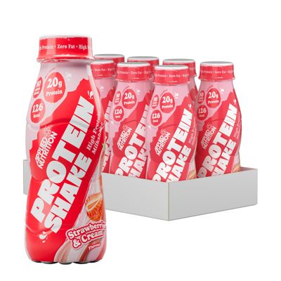 Applied Nutrition Protein Shakes - High Protein Shake Ready To Drink, Protein Drink With 20g Of Protein, Low Fat Protein Shake, On The Go Bottle - 8 x 330ml (Strawberry)
