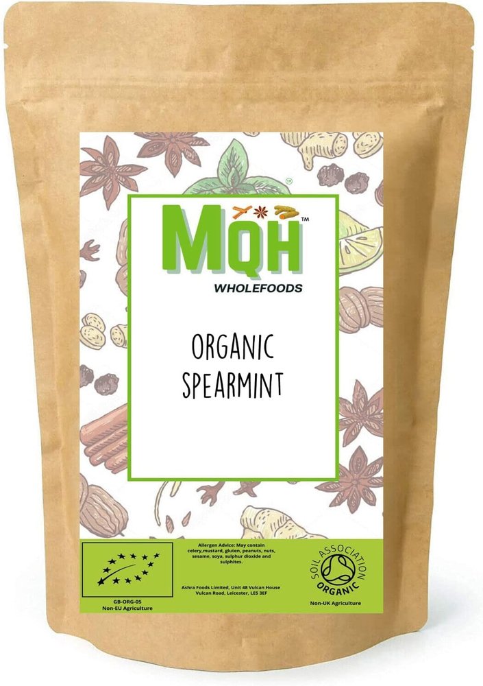 MQH Wholefoods ORGANIC SPEARMINT Herbal Tea Fine Cut Mint Leaves Premium Quality! Soil Association Certified (500g)