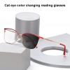 BAFAFA Photochromic Reading Glasses,Cat Eye Anti-UV Radiation Protection Relieve Fatigue Sun Readers Transition Glasses (Color : Color-changing tea, Size : +2.5) view 2