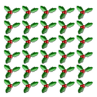 150 X HOLLY & BERRY LEAVES - CHRISTMAS - EDIBLE CUPCAKE CAKE TOPPERS D2