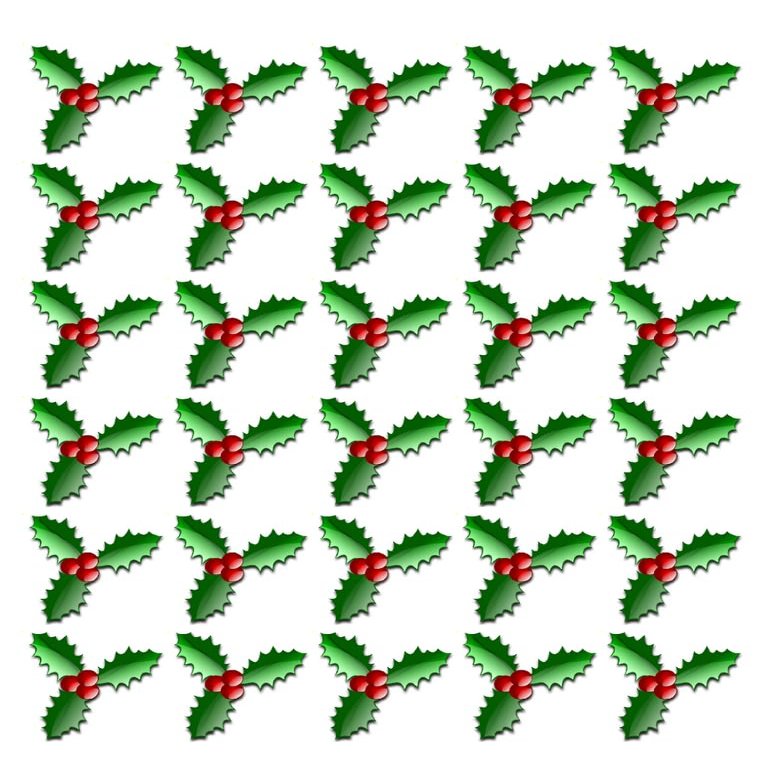 150 X HOLLY & BERRY LEAVES - CHRISTMAS - EDIBLE CUPCAKE CAKE TOPPERS D2
