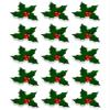 15 X HOLLY & BERRY LEAVES - CHRISTMAS - EDIBLE CUPCAKE CAKE TOPPERS D4 view 1