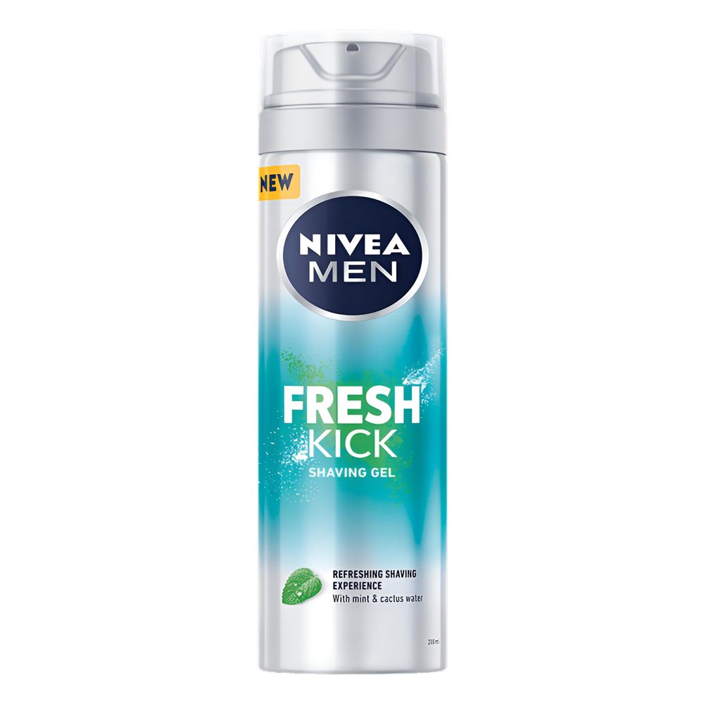 NIVEA Shaving Gel 200 ml Fresh Kick Refreshing, Daily Use Product Infused with Mint Extract, Suitable for All Hair and Skin Types, Dermatologically Approved for Skin Compatibility (Pack of 4)